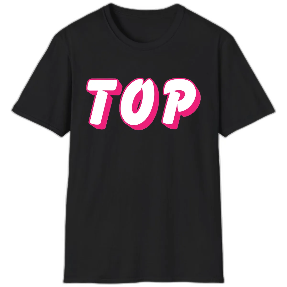 Top Pop Typography Design T-Shirt in Black