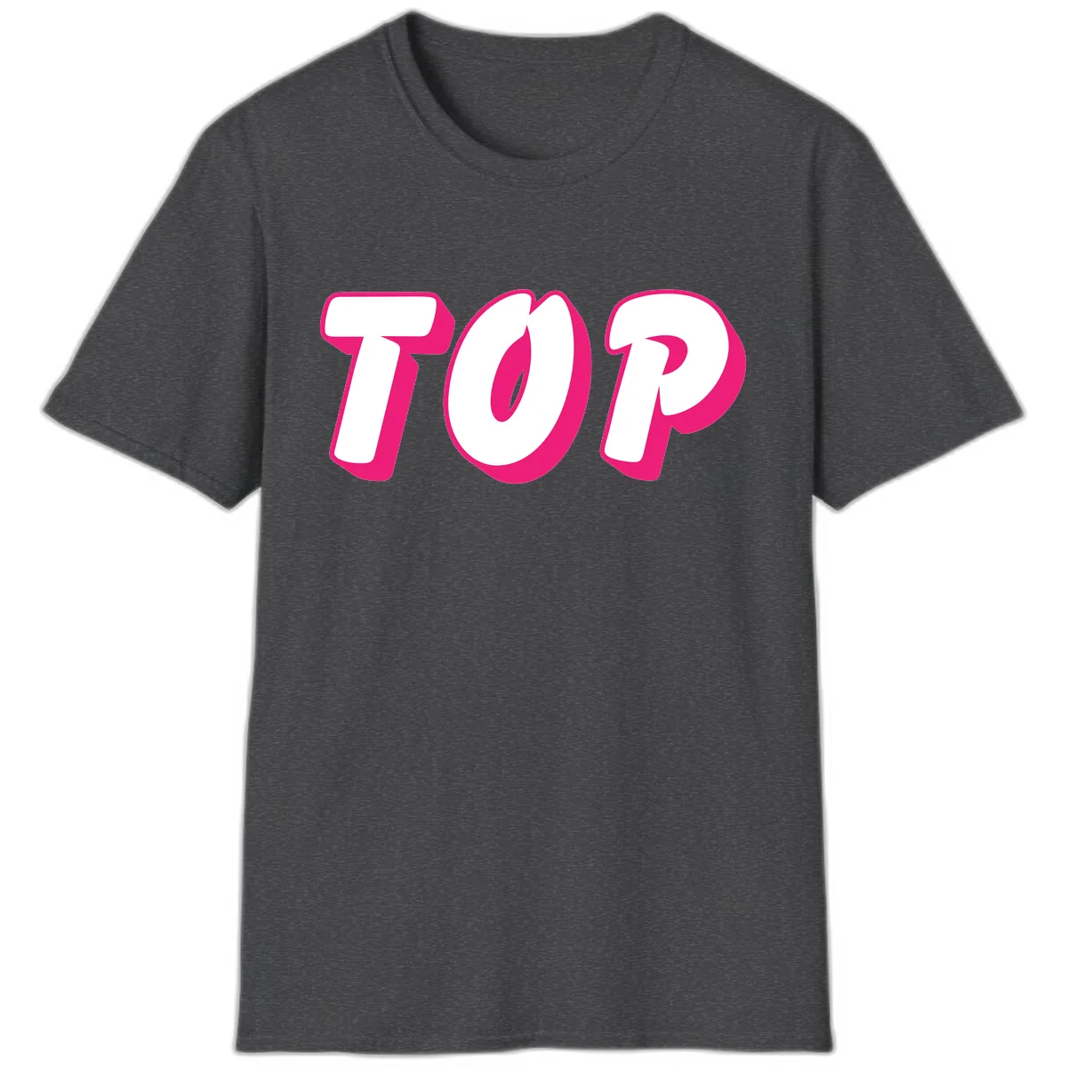 Top Pop Typography Design T-Shirt in Dark Heather