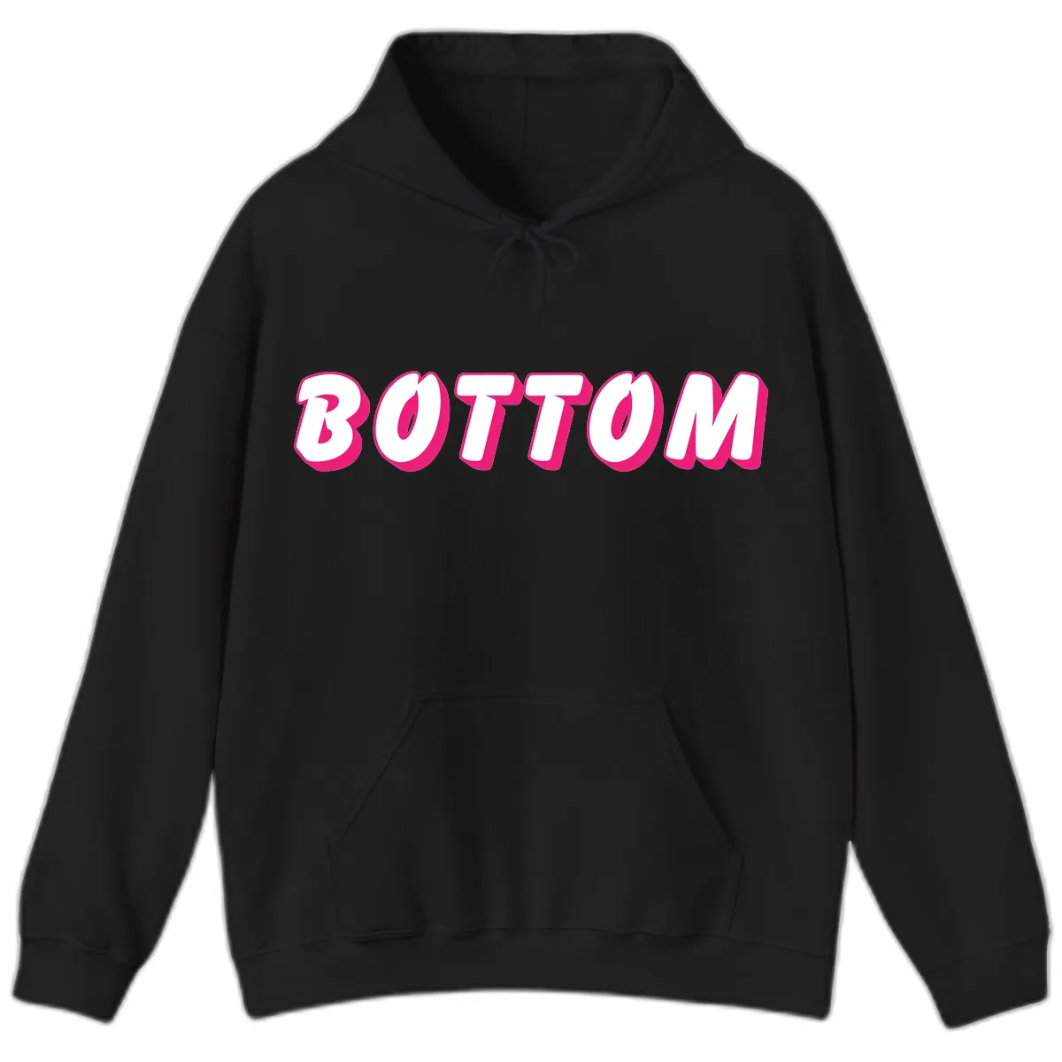 Bottom Bold Typography Design Hoodie in Black