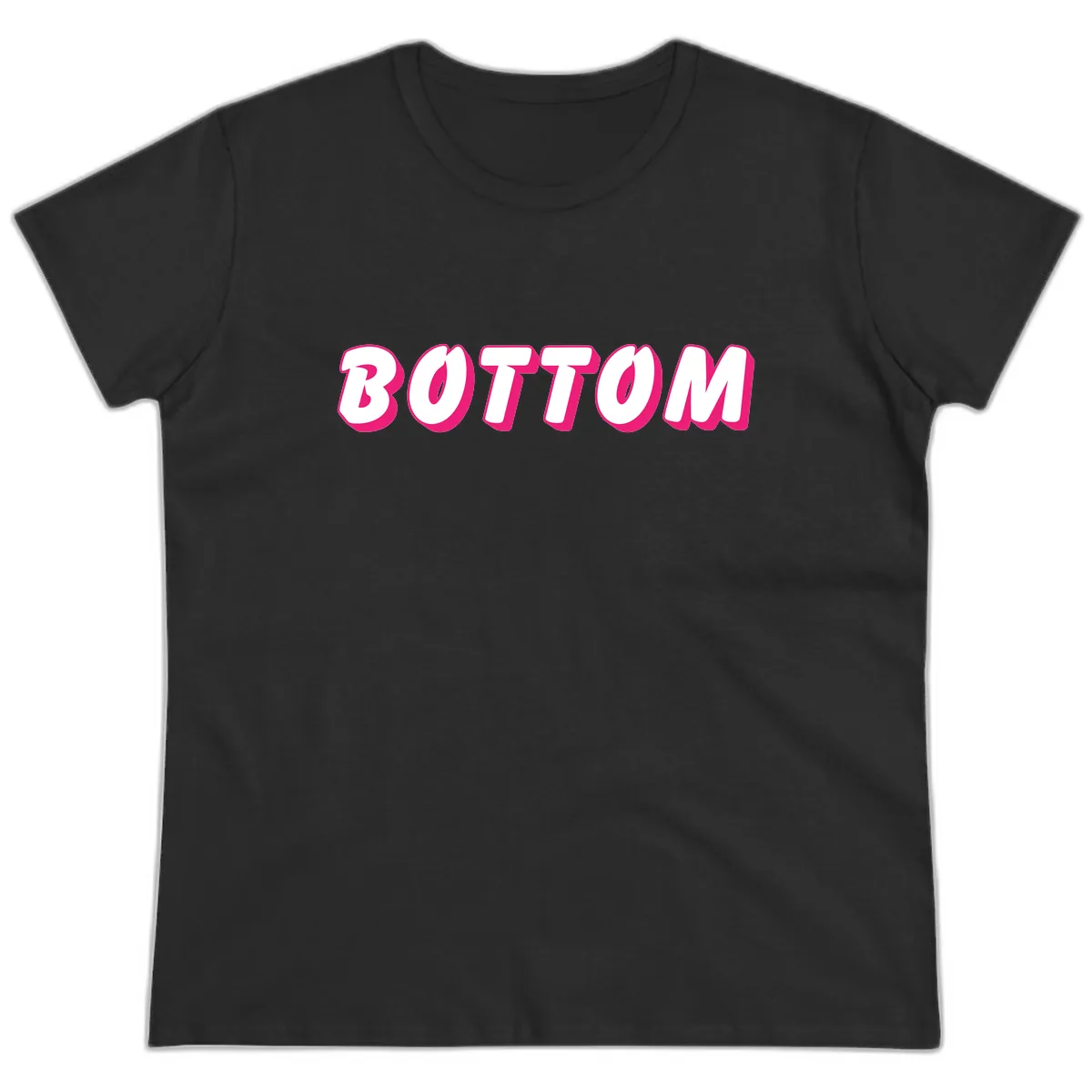 Bottom Bold Typography Design Ladies Tee in Black