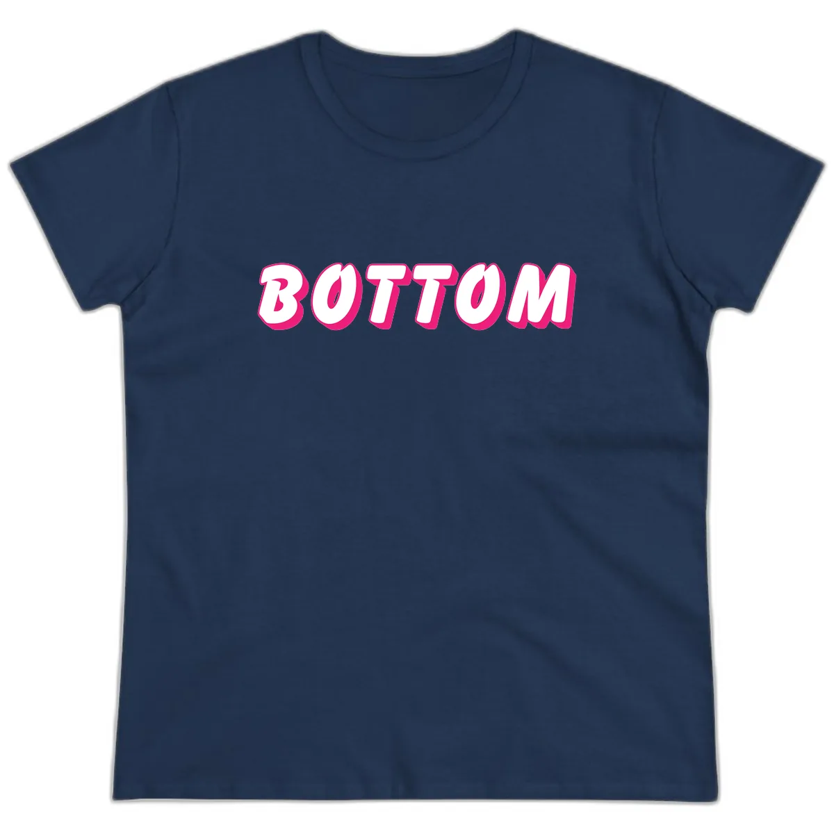 Bottom Bold Typography Design Ladies Tee in Navy