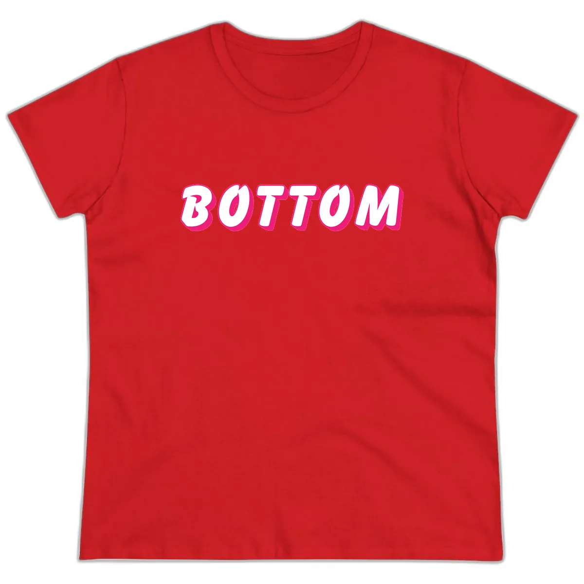 Bottom Bold Typography Design Ladies Tee in Red