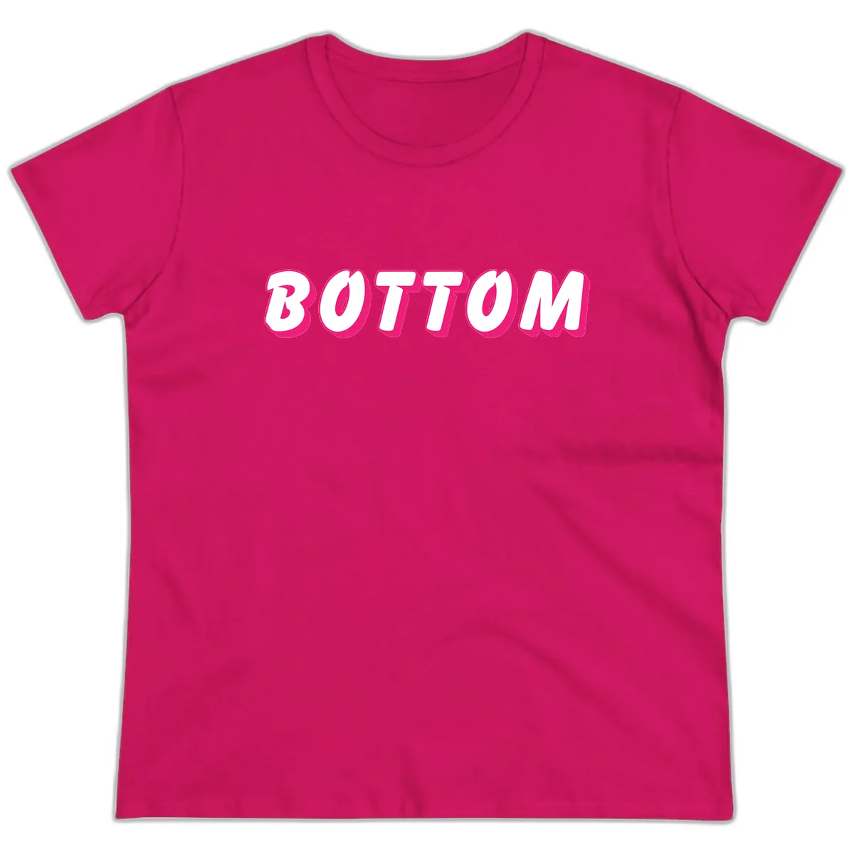 Bottom Bold Typography Design Ladies Tee in Heliconia