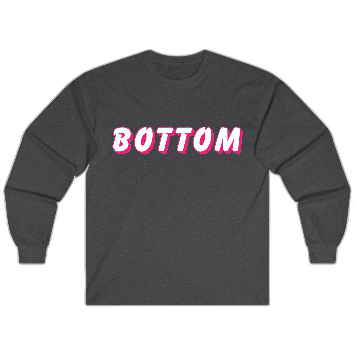 Bottom Bold Typography Design Long Sleeve in Dark Heather