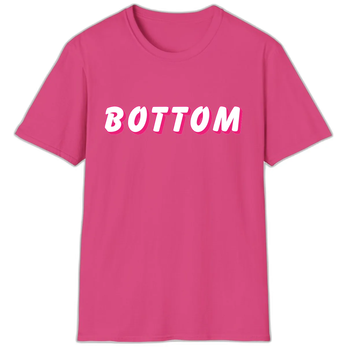 Bottom Bold Typography Design T-Shirt in Heliconia