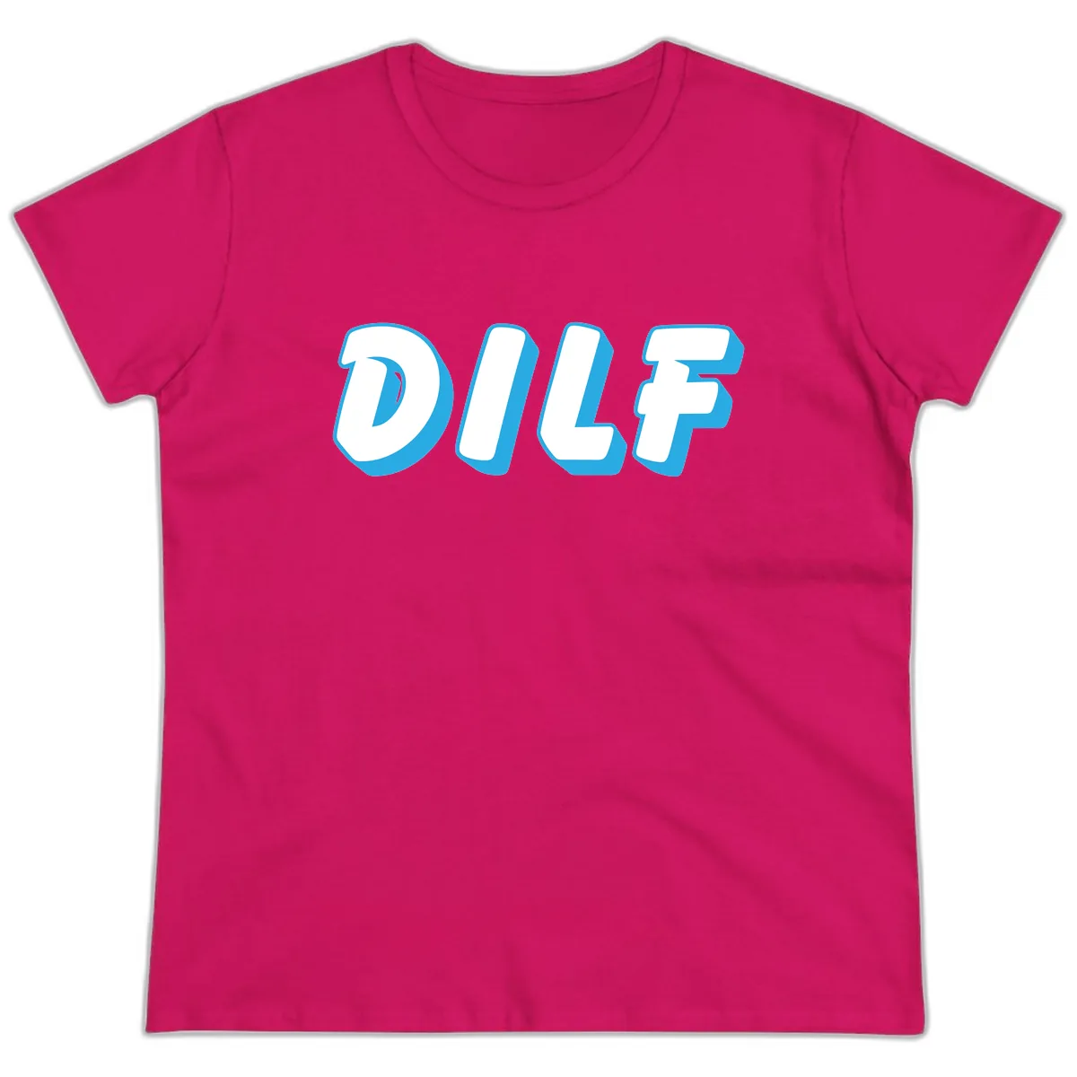 DLSF Bold Typography Design Ladies Tee in Heliconia