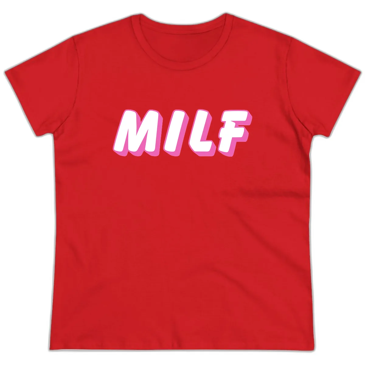 Milf Squad Forever Pride Graphic Ladies Tee in Red