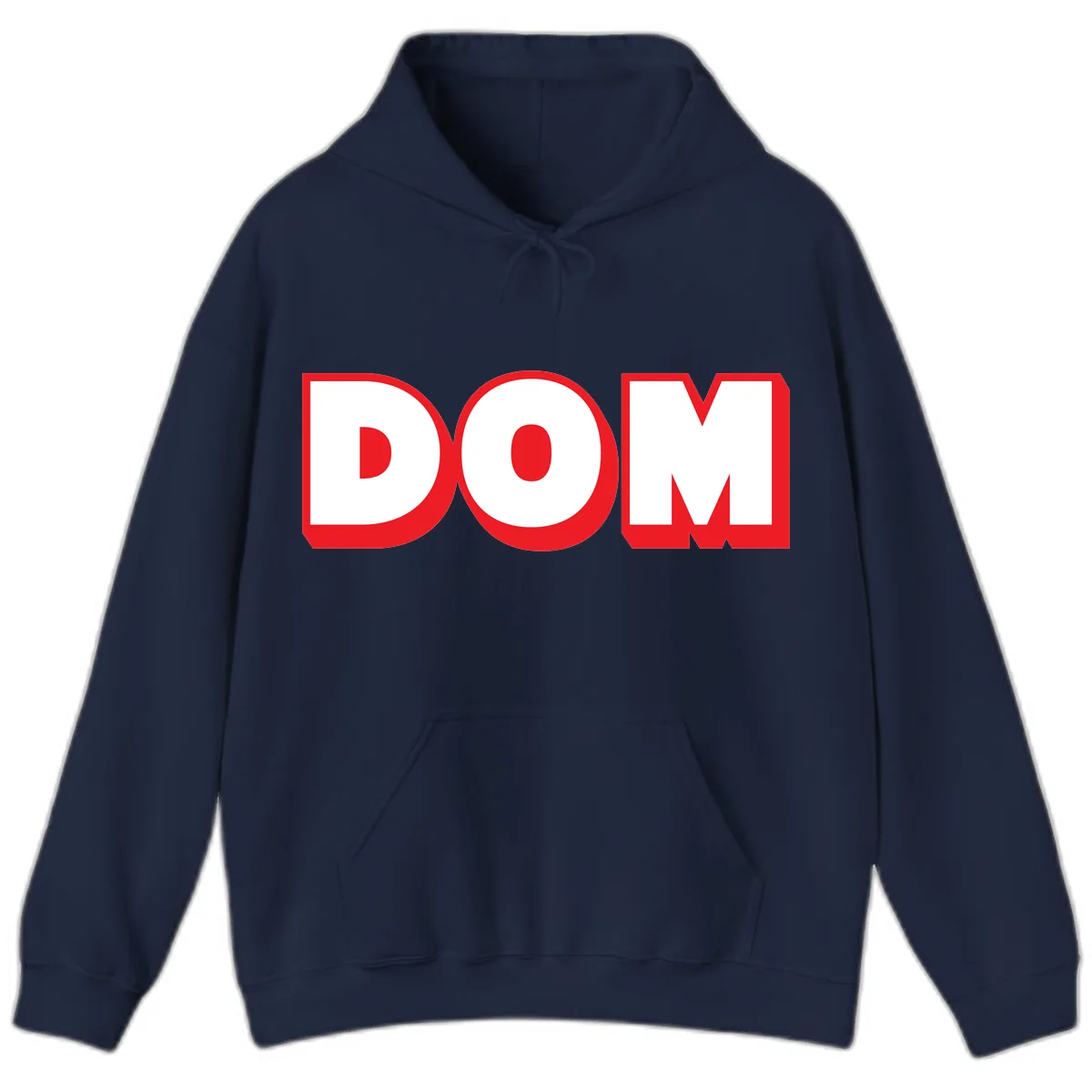 DOM Bold Red Typography Hoodie in Navy