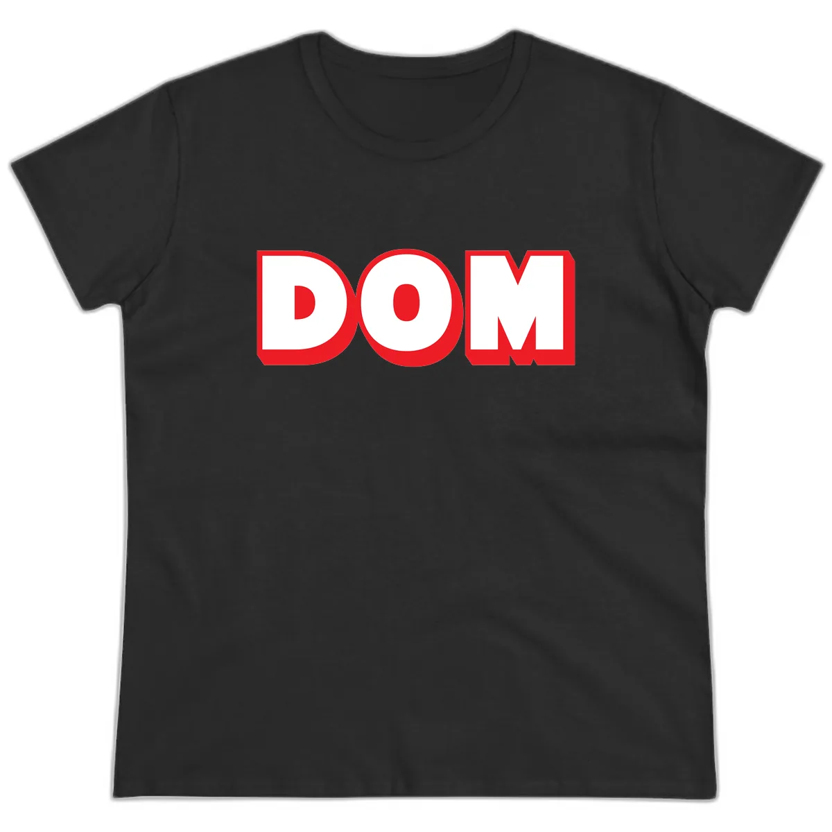 DOM Bold Red Typography Ladies Tee in Black