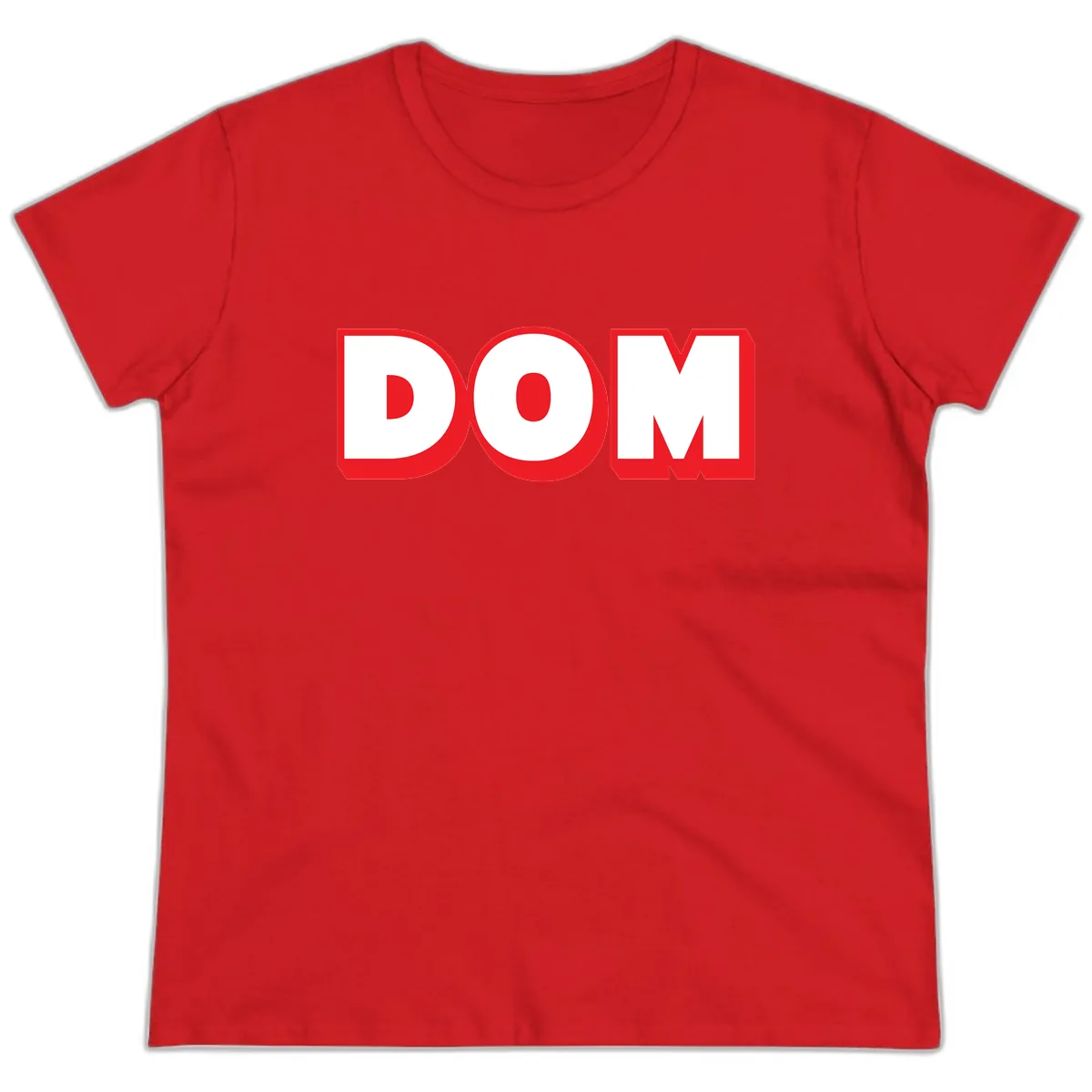 DOM Bold Red Typography Ladies Tee in Red