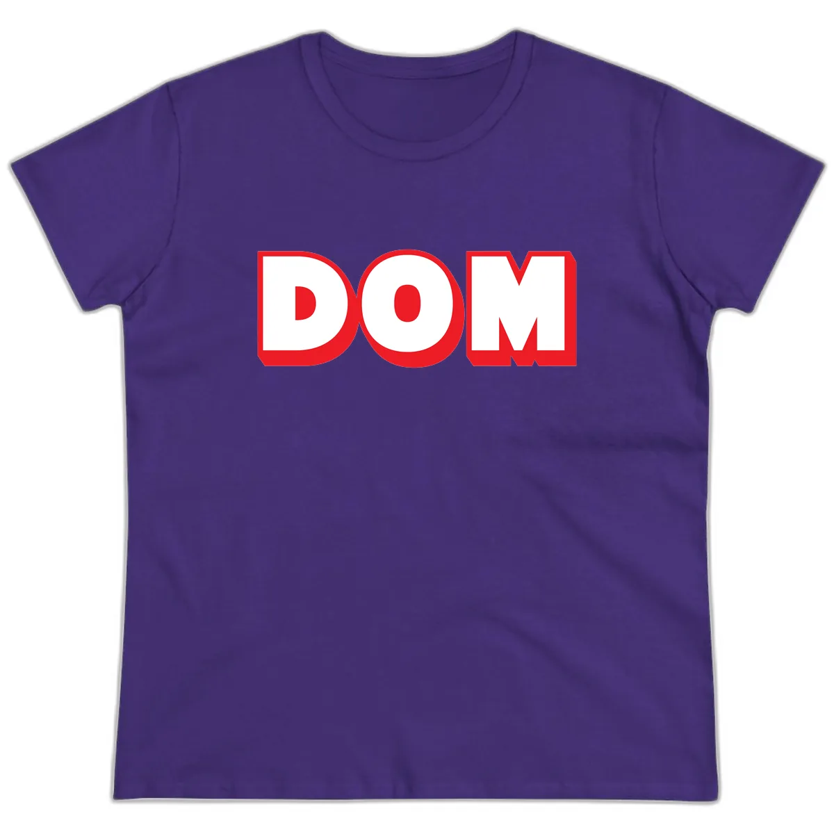 DOM Bold Red Typography Ladies Tee in Purple
