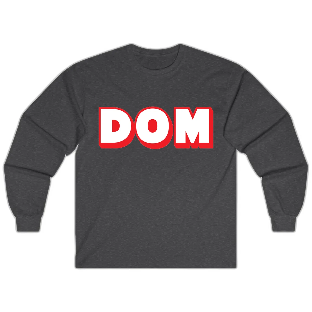 DOM Bold Red Typography Long Sleeve in Dark Heather
