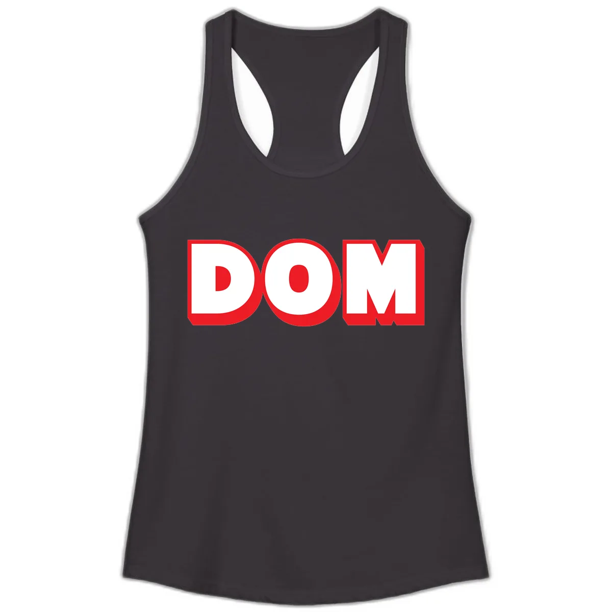 DOM Bold Red Typography Ladies Tank in Black