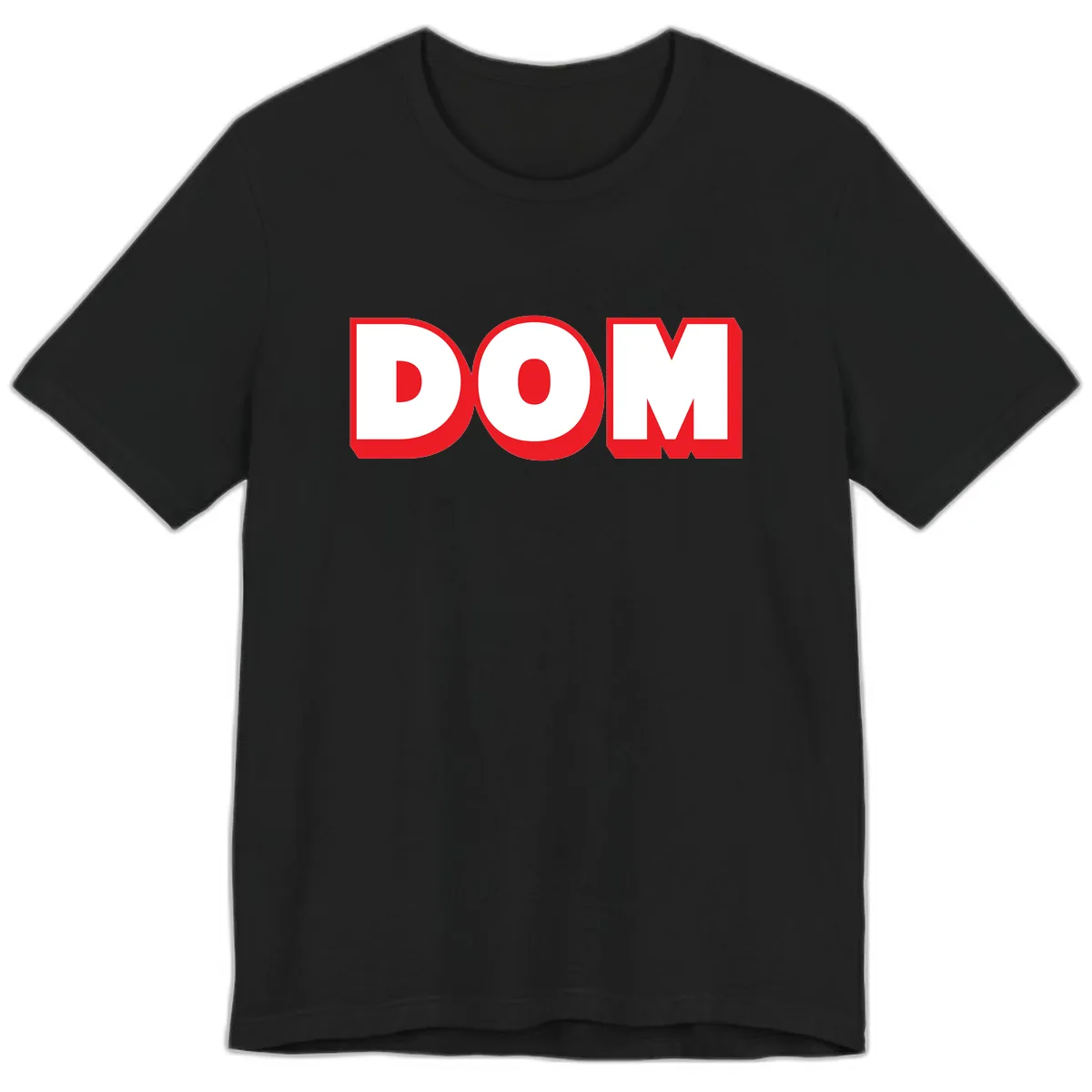 DOM Bold Red Typography Premium T-Shirt in Black
