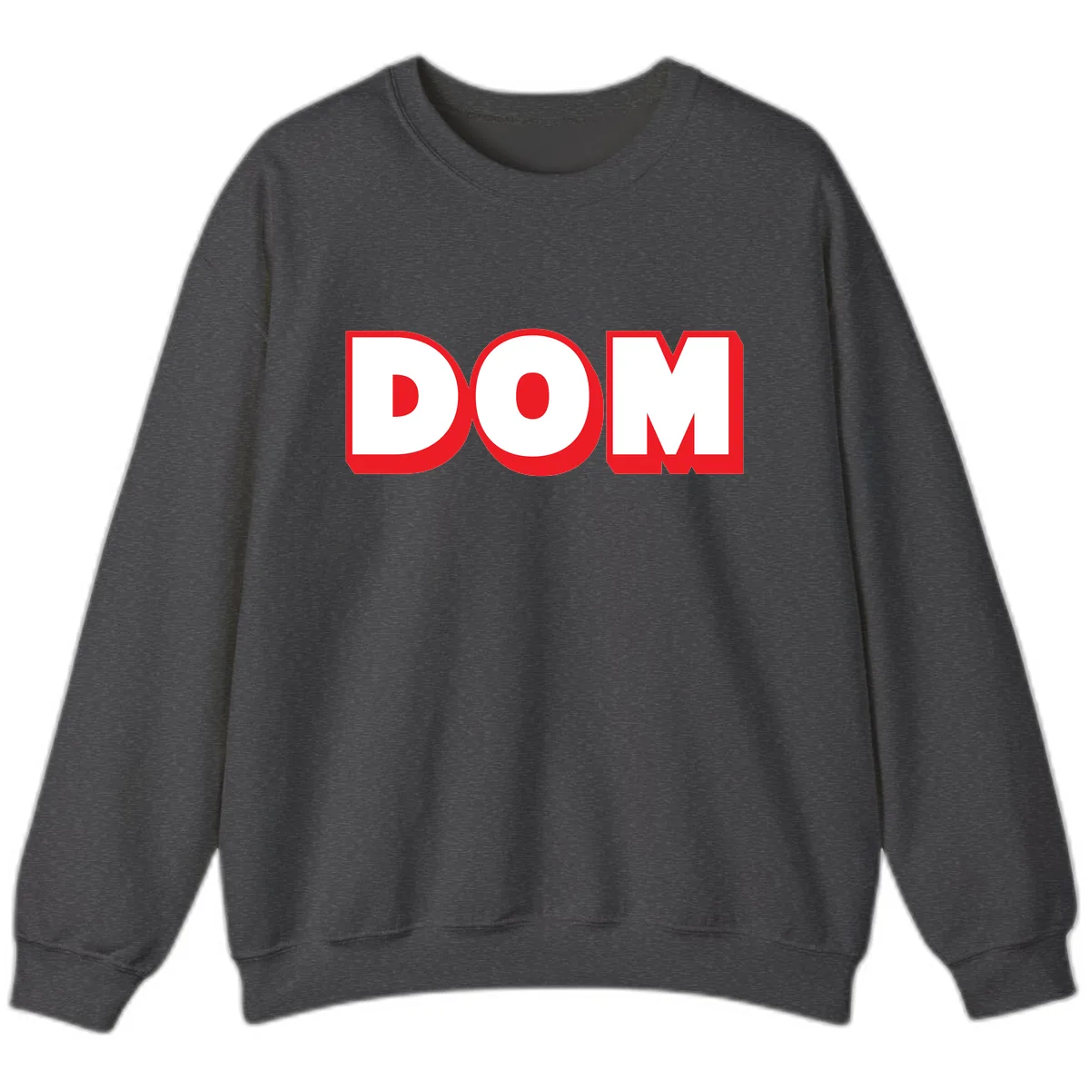 DOM Bold Red Typography Sweatshirt in Dark Heather