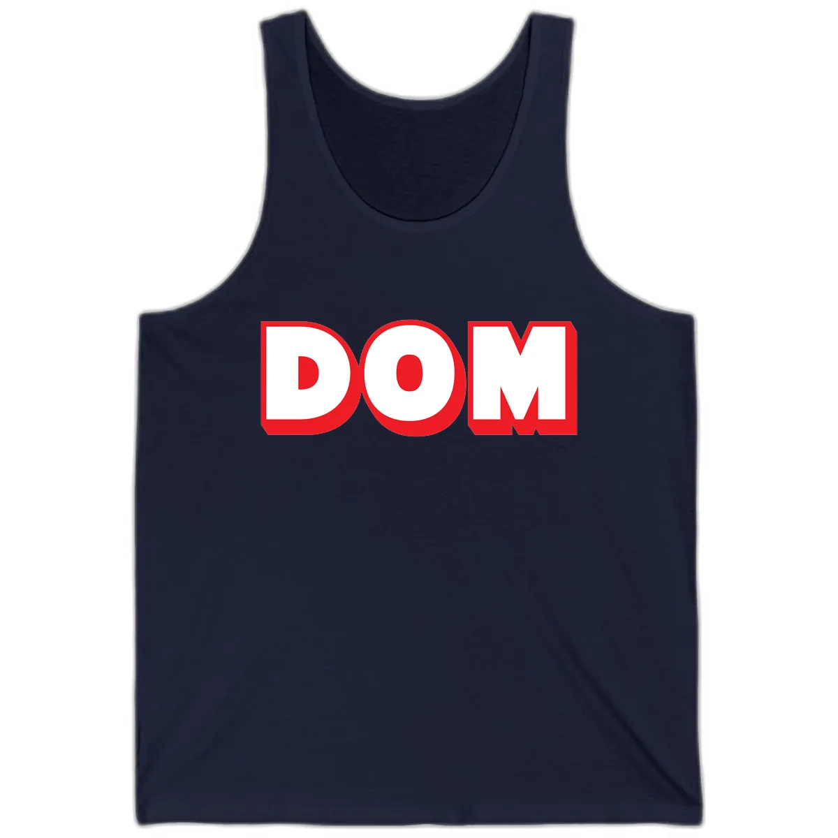 DOM Bold Red Typography Tank in Navy