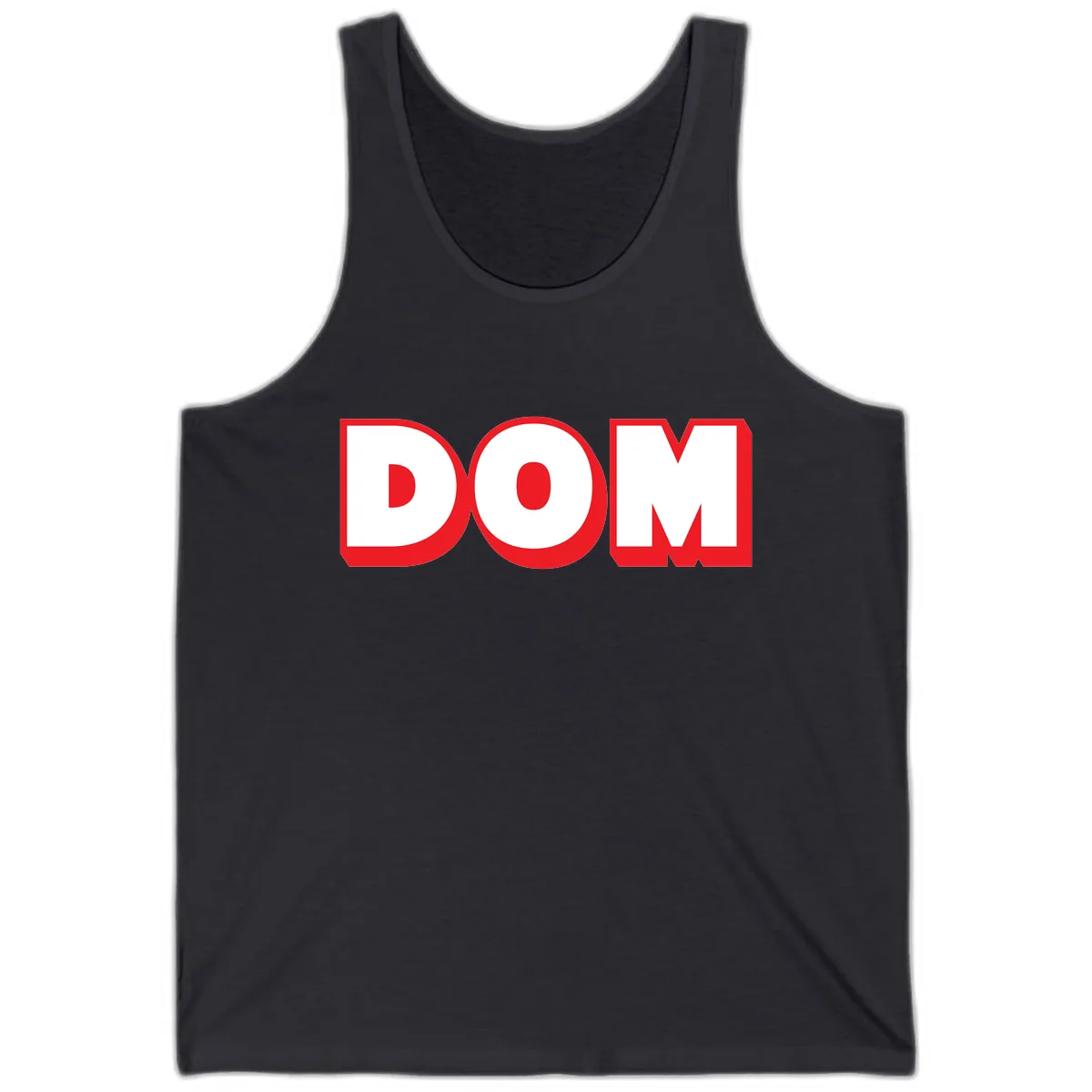 DOM Bold Red Typography Tank in Dark Grey