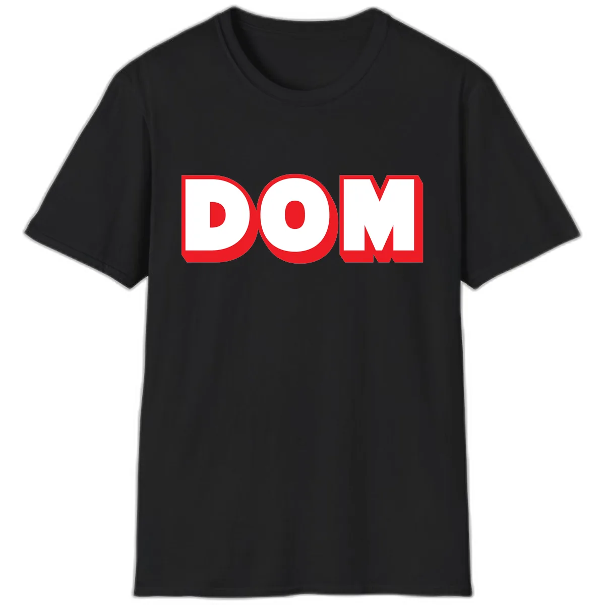 DOM Bold Red Typography T-Shirt in Black