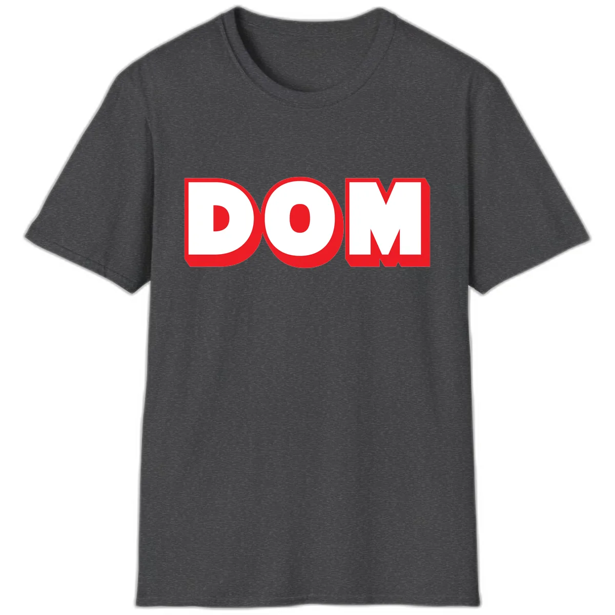 DOM Bold Red Typography T-Shirt in Dark Heather