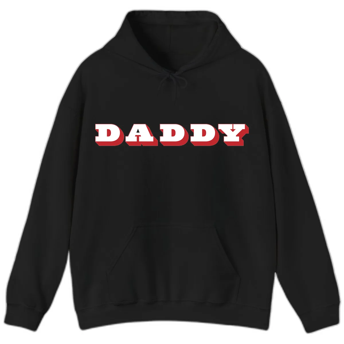 Daddy Bold Red Typography Design Hoodie in Black
