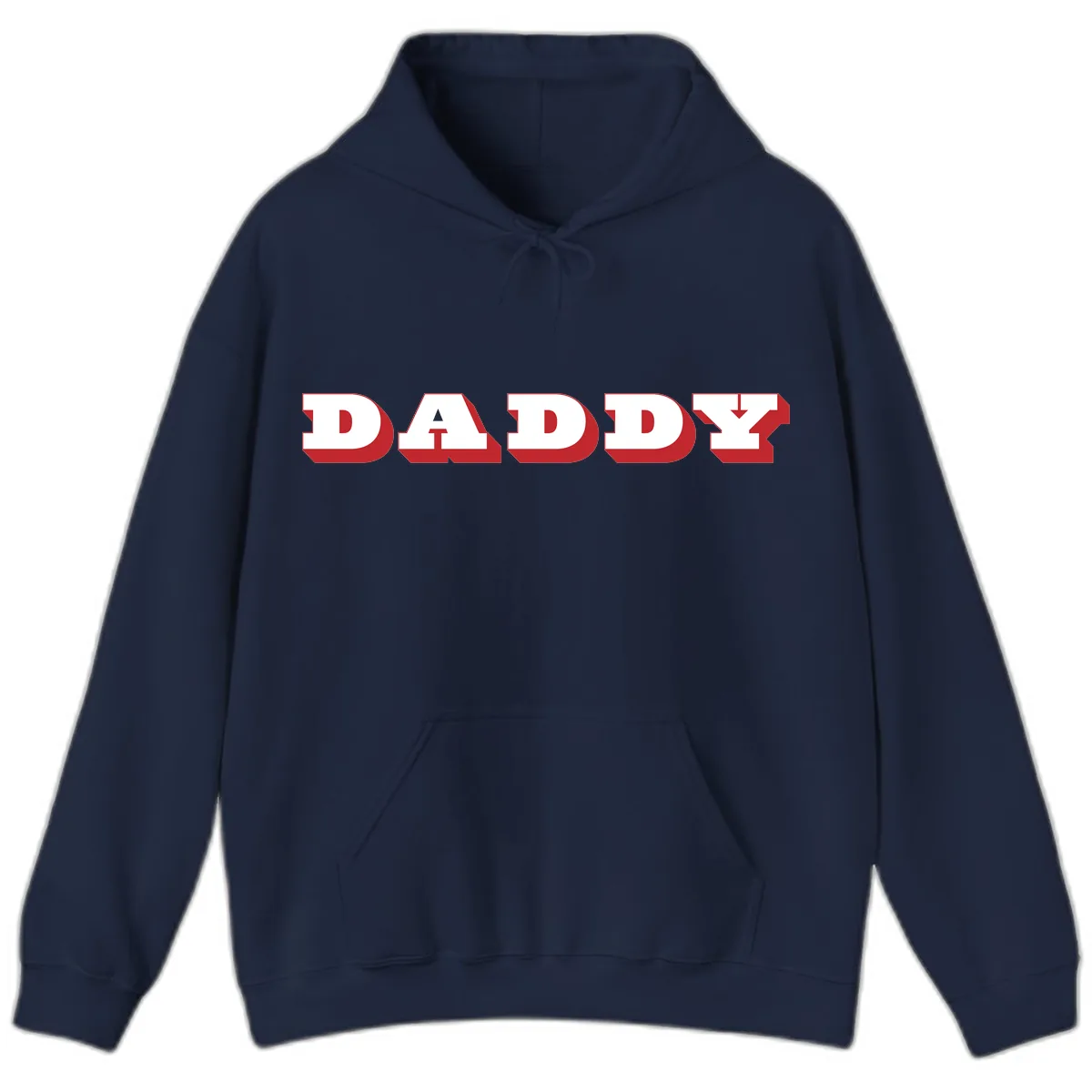 Daddy Bold Red Typography Design Hoodie in Navy