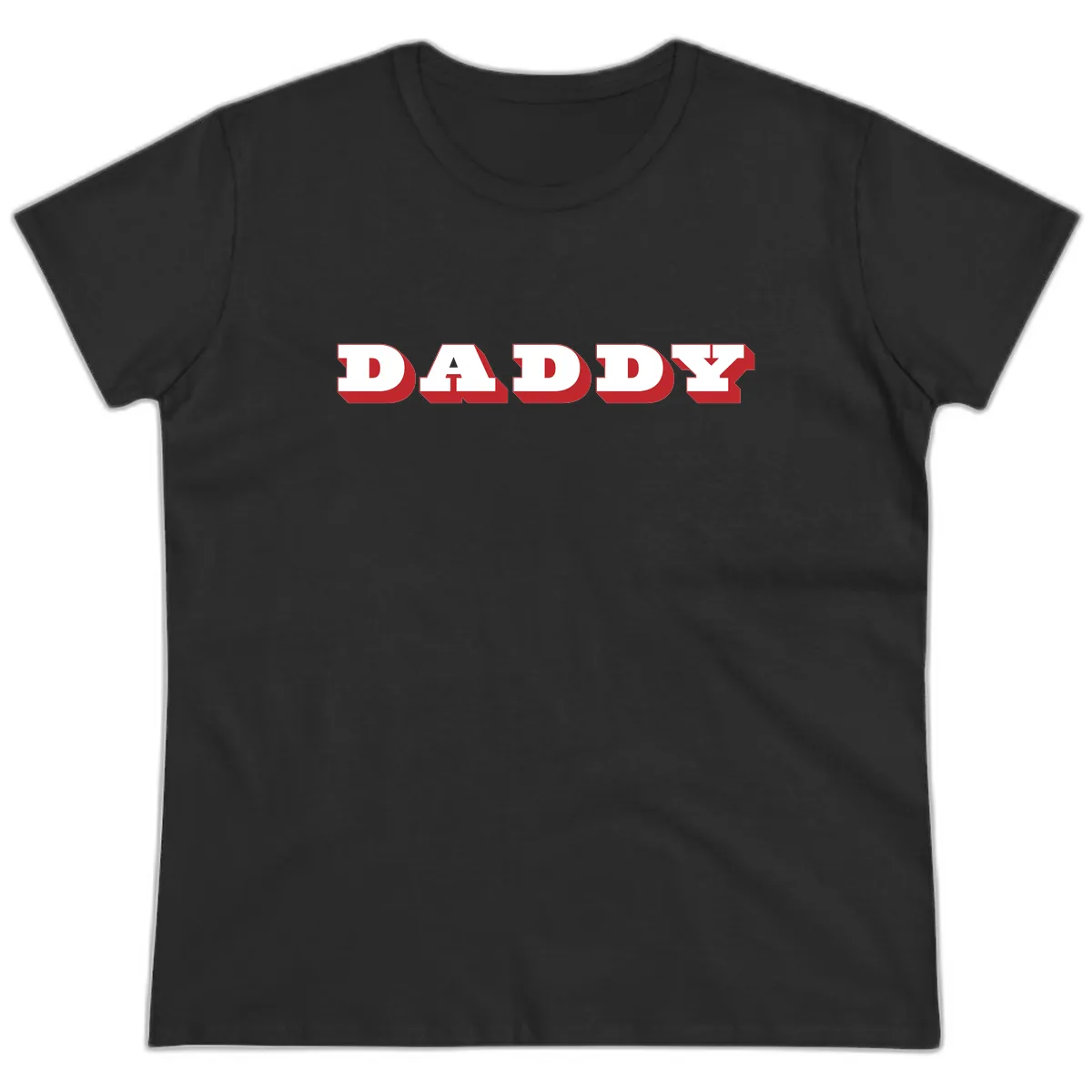 Daddy Bold Red Typography Design Ladies Tee in Black