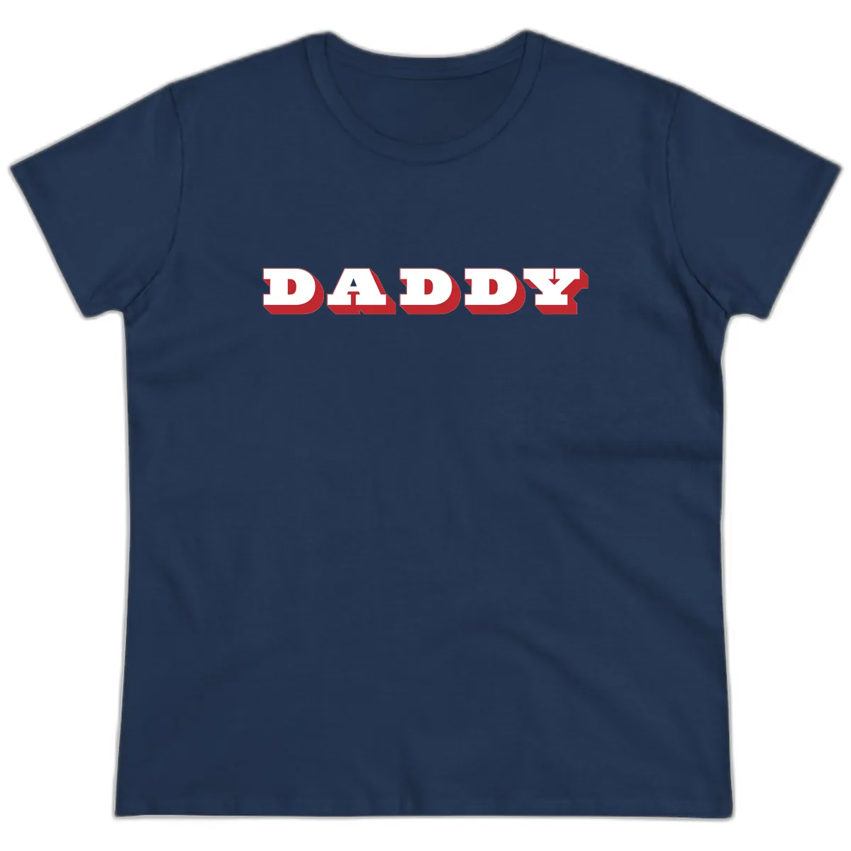 Daddy Bold Red Typography Design Ladies Tee in Navy