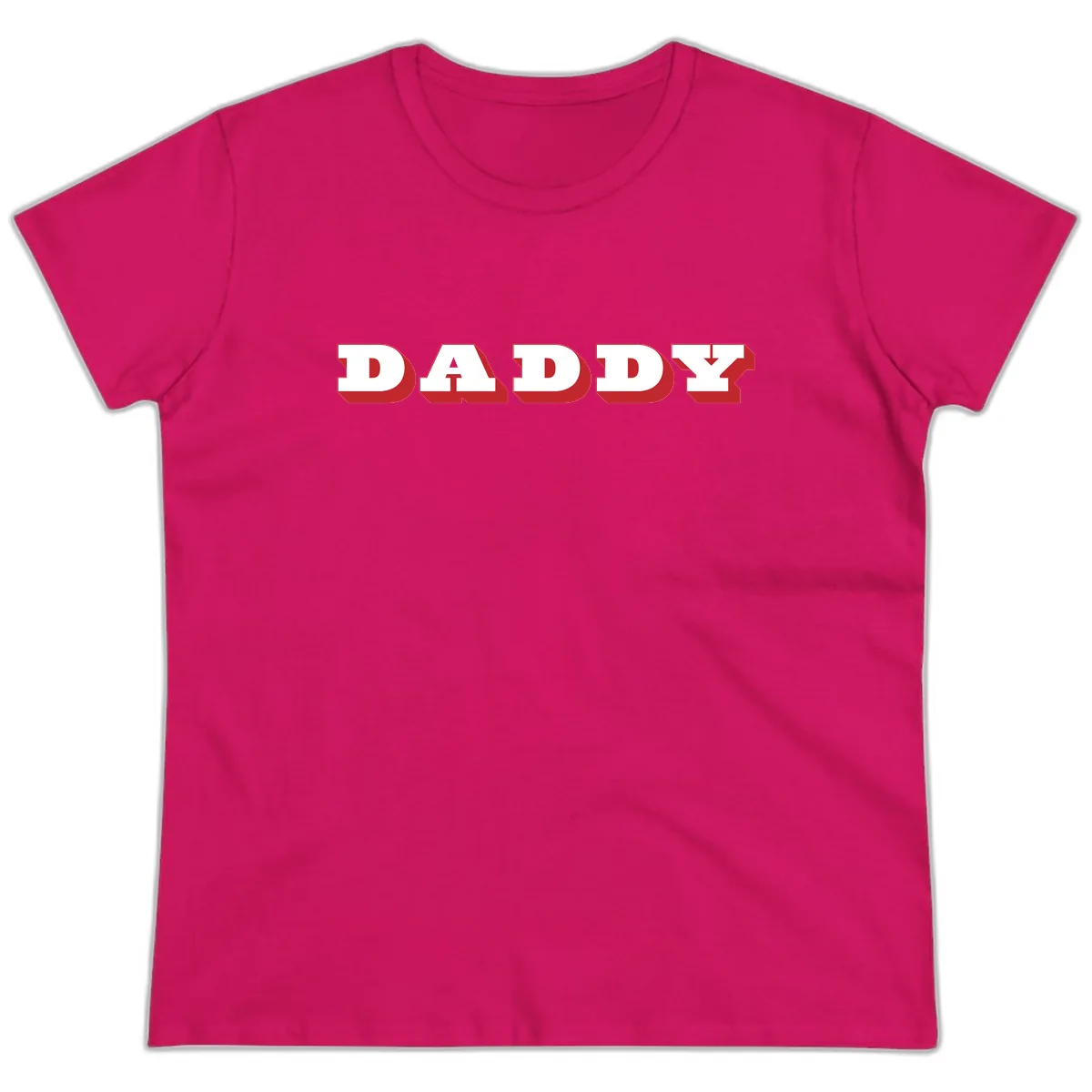 Daddy Bold Red Typography Design Ladies Tee in Heliconia