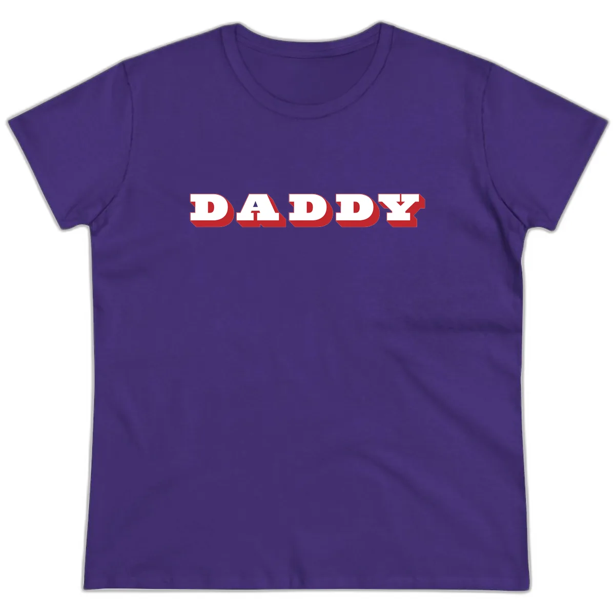 Daddy Bold Red Typography Design Ladies Tee in Purple