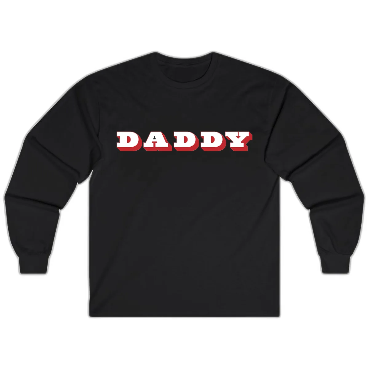Daddy Bold Red Typography Design Long Sleeve in Black