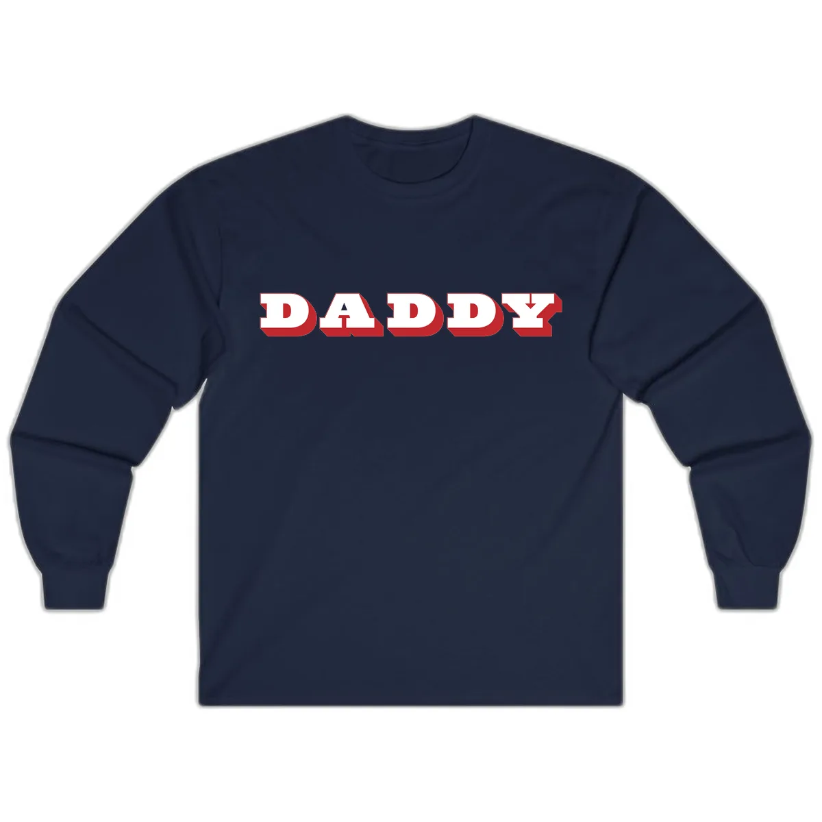 Daddy Bold Red Typography Design Long Sleeve in Navy