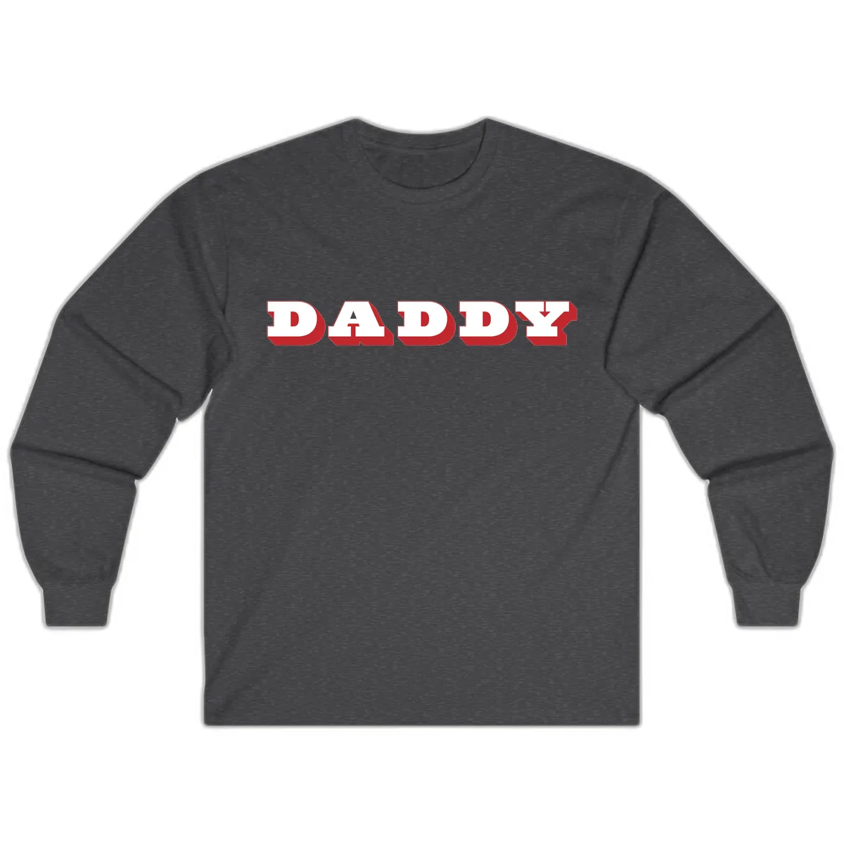 Daddy Bold Red Typography Design Long Sleeve in Dark Heather