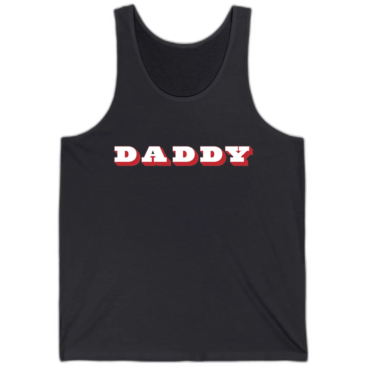Daddy Bold Red Typography Design Tank in Dark Grey