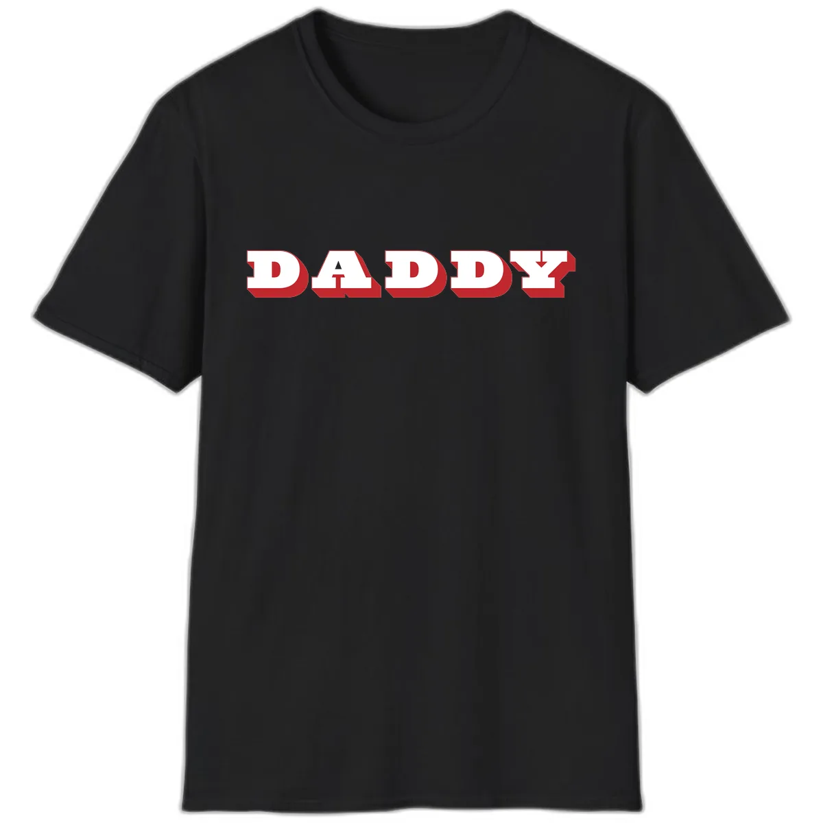 Daddy Bold Red Typography Design T-Shirt in Black