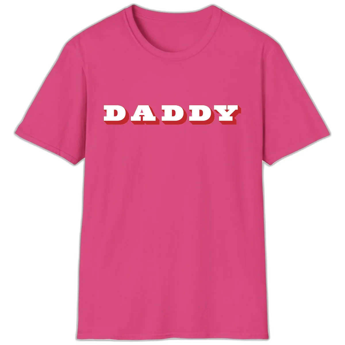 Daddy Bold Red Typography Design T-Shirt in Heliconia