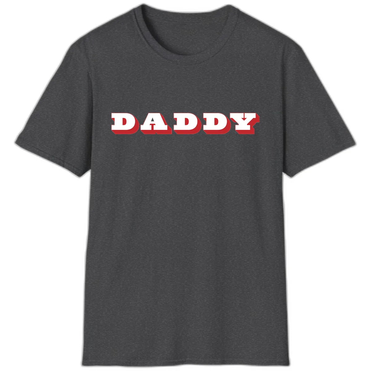 Daddy Bold Red Typography Design T-Shirt in Dark Heather