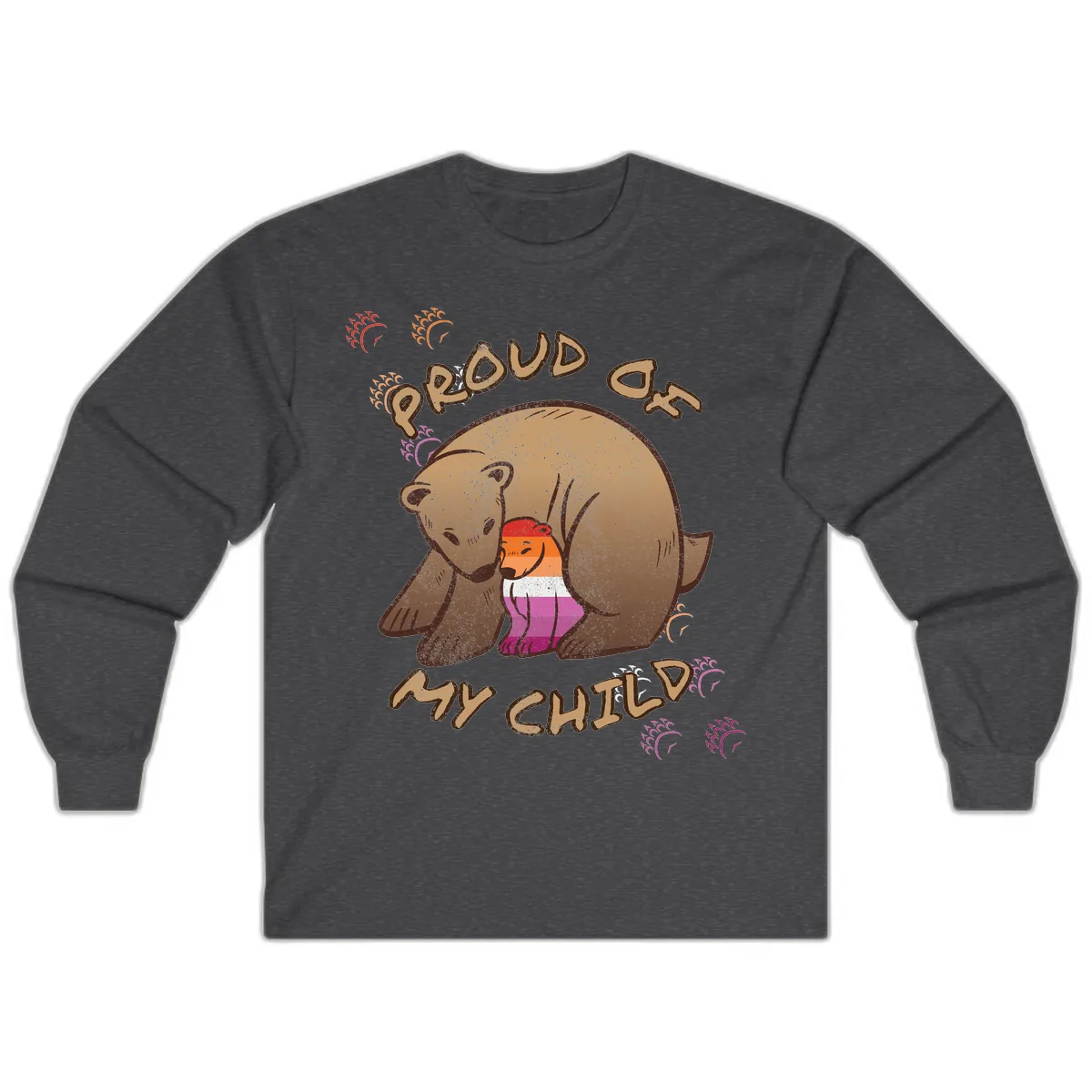 Proud As My Sushi Bear Long Sleeve in Dark Heather
