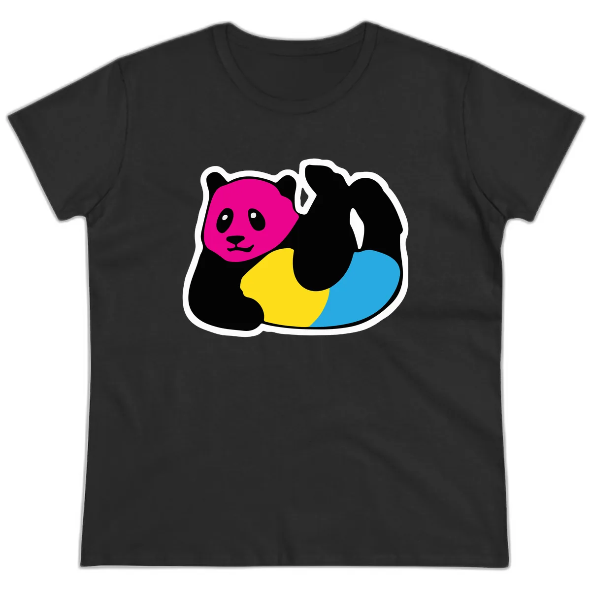 Pride Panda Rainbow Ladies Tee in Black