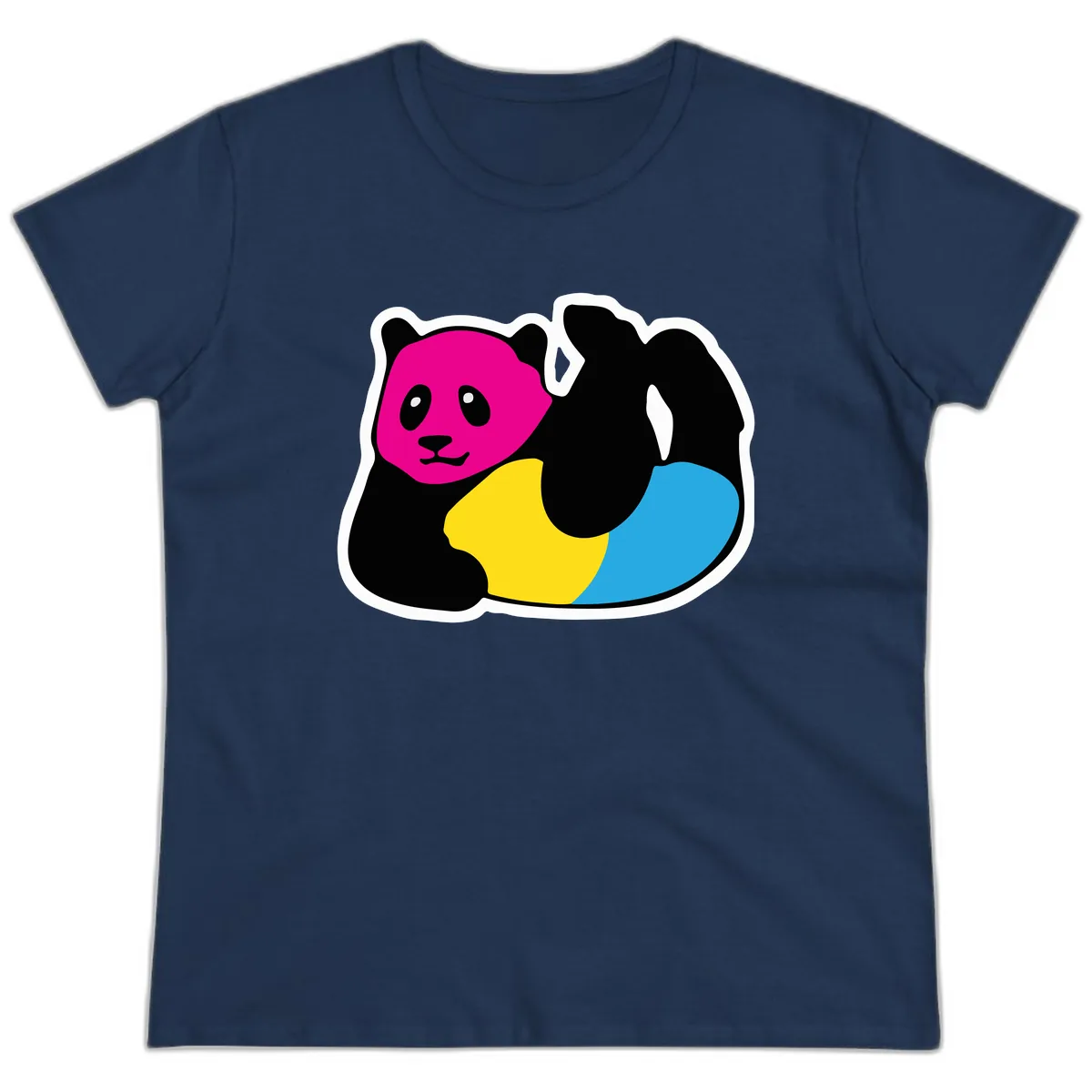 Pride Panda Rainbow Ladies Tee in Navy