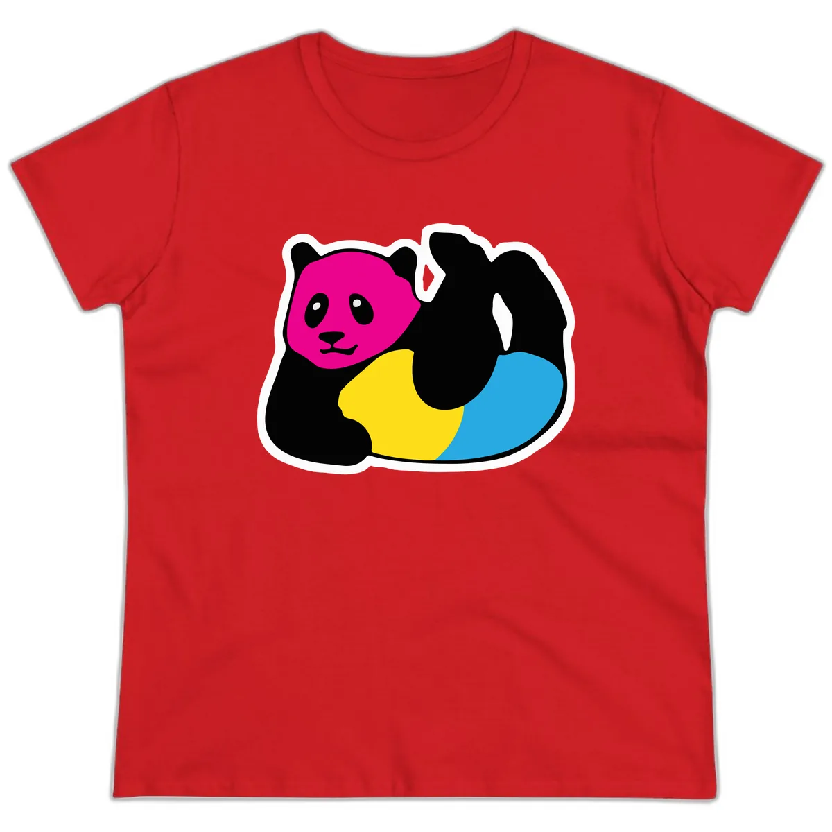 Pride Panda Rainbow Ladies Tee in Red