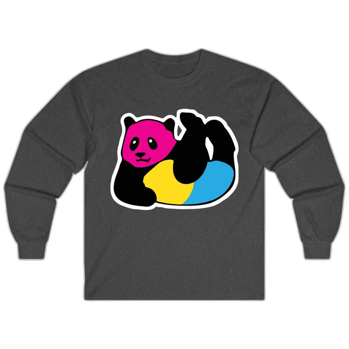Pride Panda Rainbow Long Sleeve in Dark Heather
