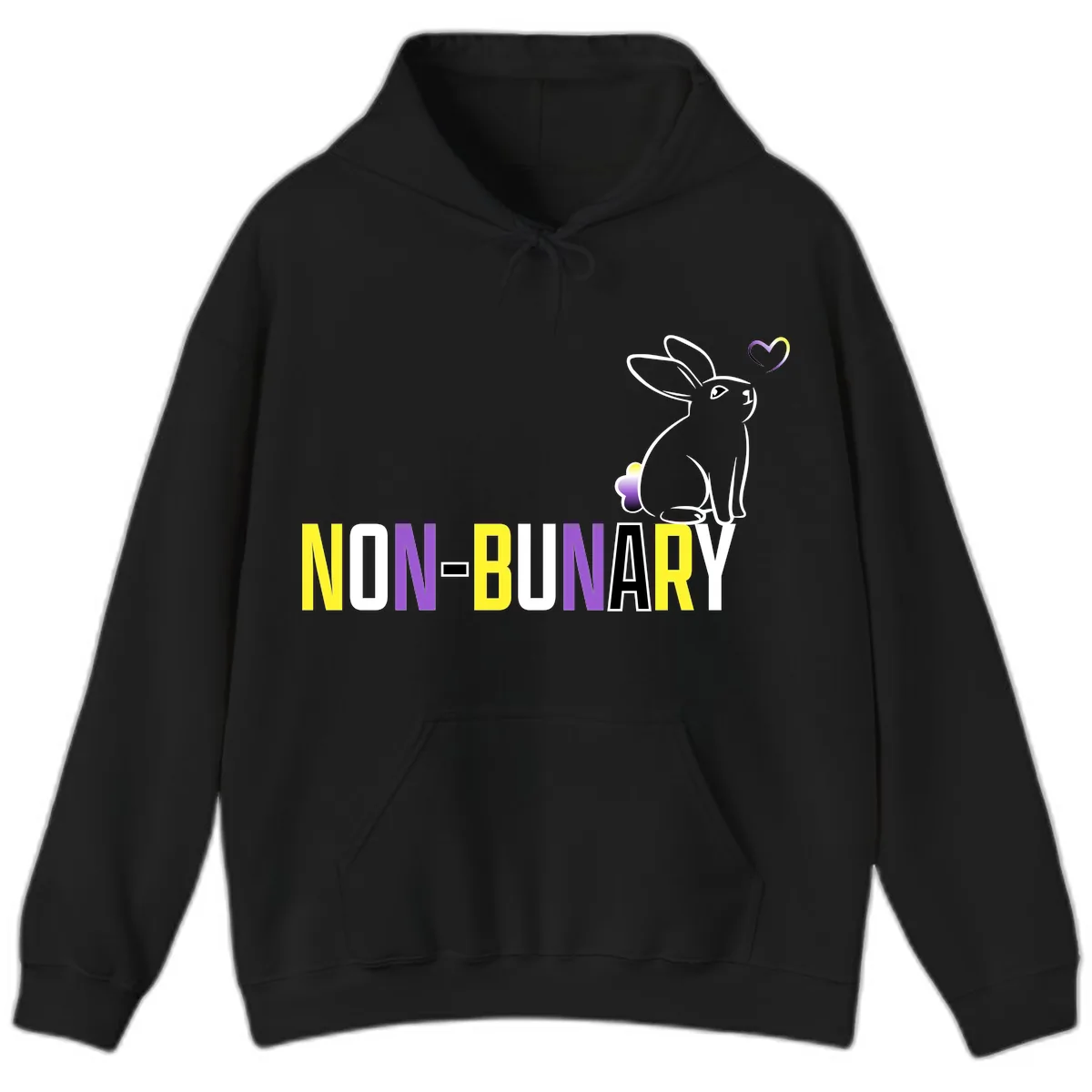 Non-Binary Bunny Pride Hoodie in Black