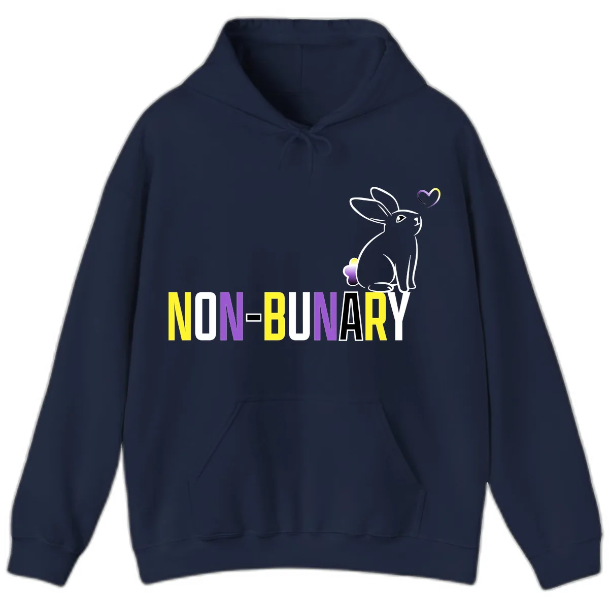 Non-Binary Bunny Pride Hoodie in Navy
