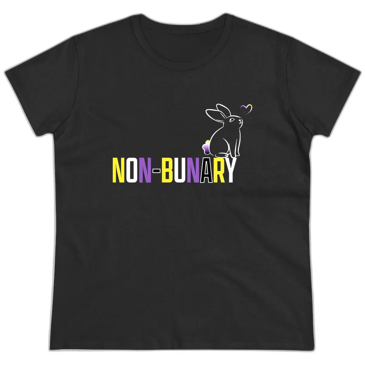Non-Binary Bunny Pride Ladies Tee in Black
