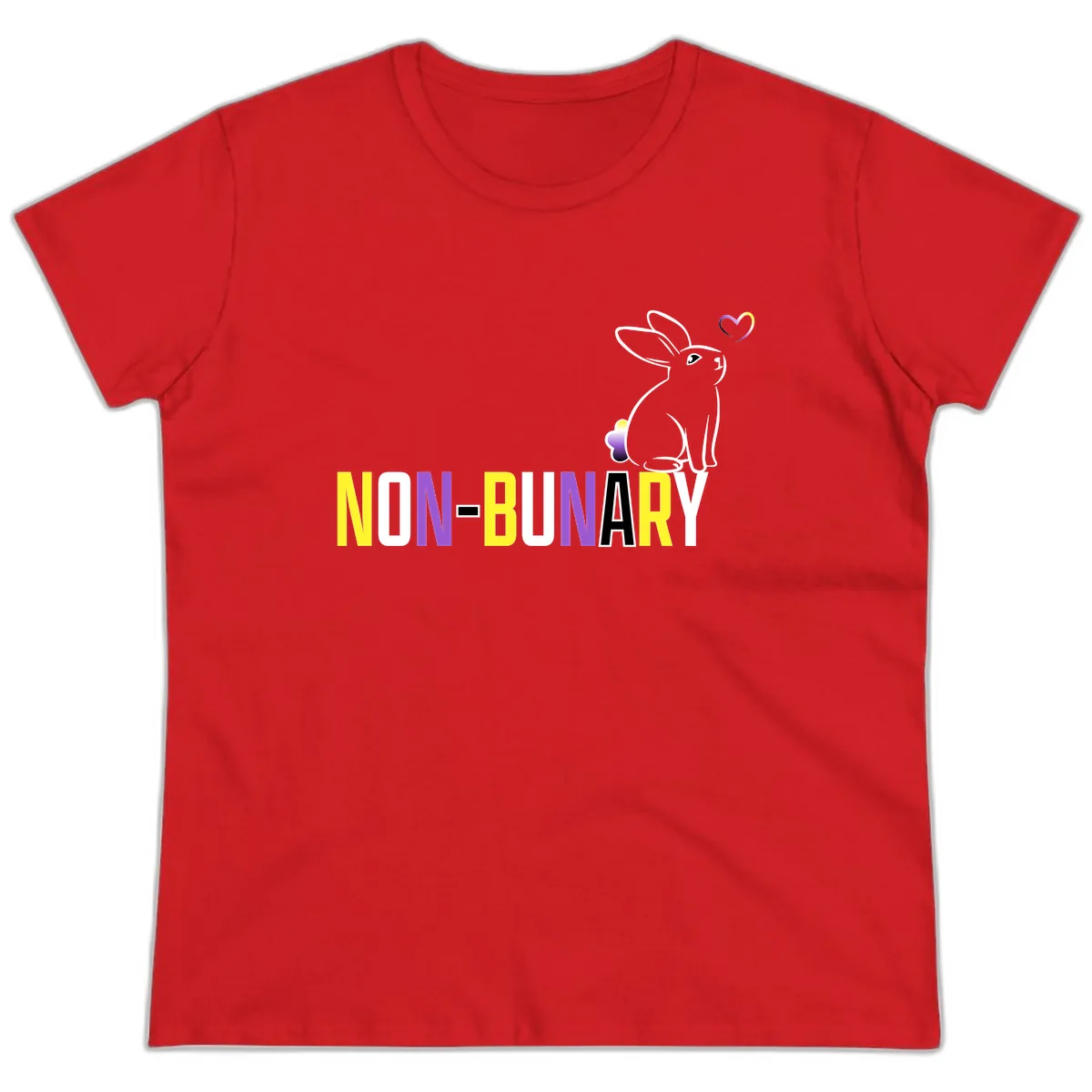 Non-Binary Bunny Pride Ladies Tee in Red