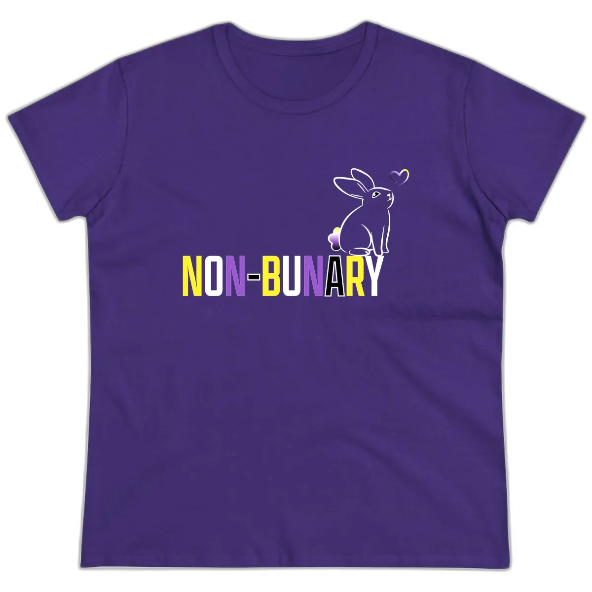 Non-Binary Bunny Pride Ladies Tee in Purple