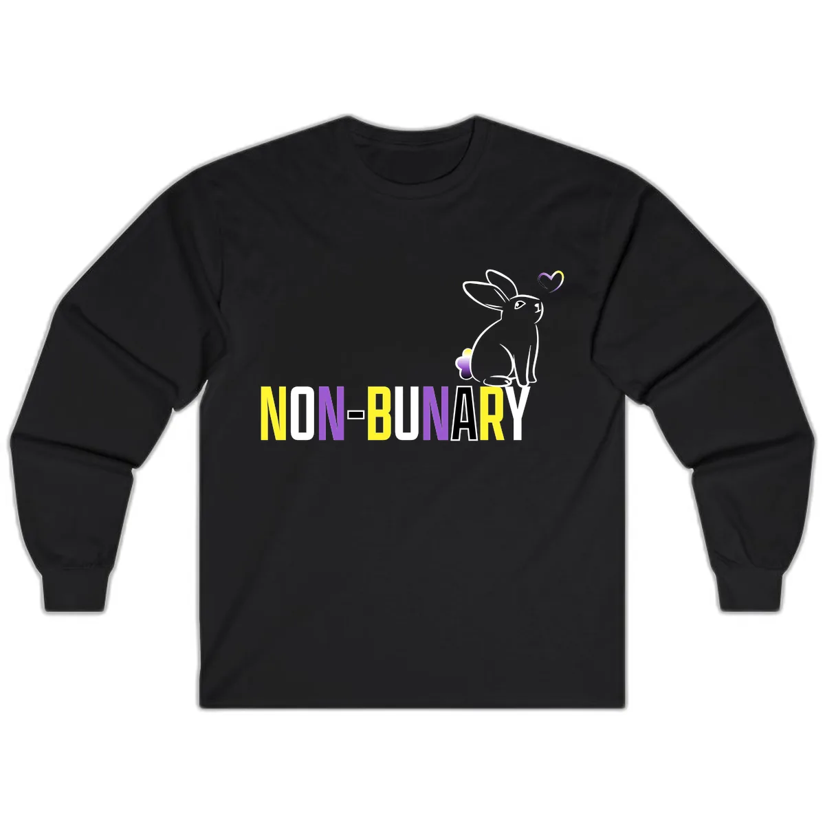 Non-Binary Bunny Pride Long Sleeve in Black