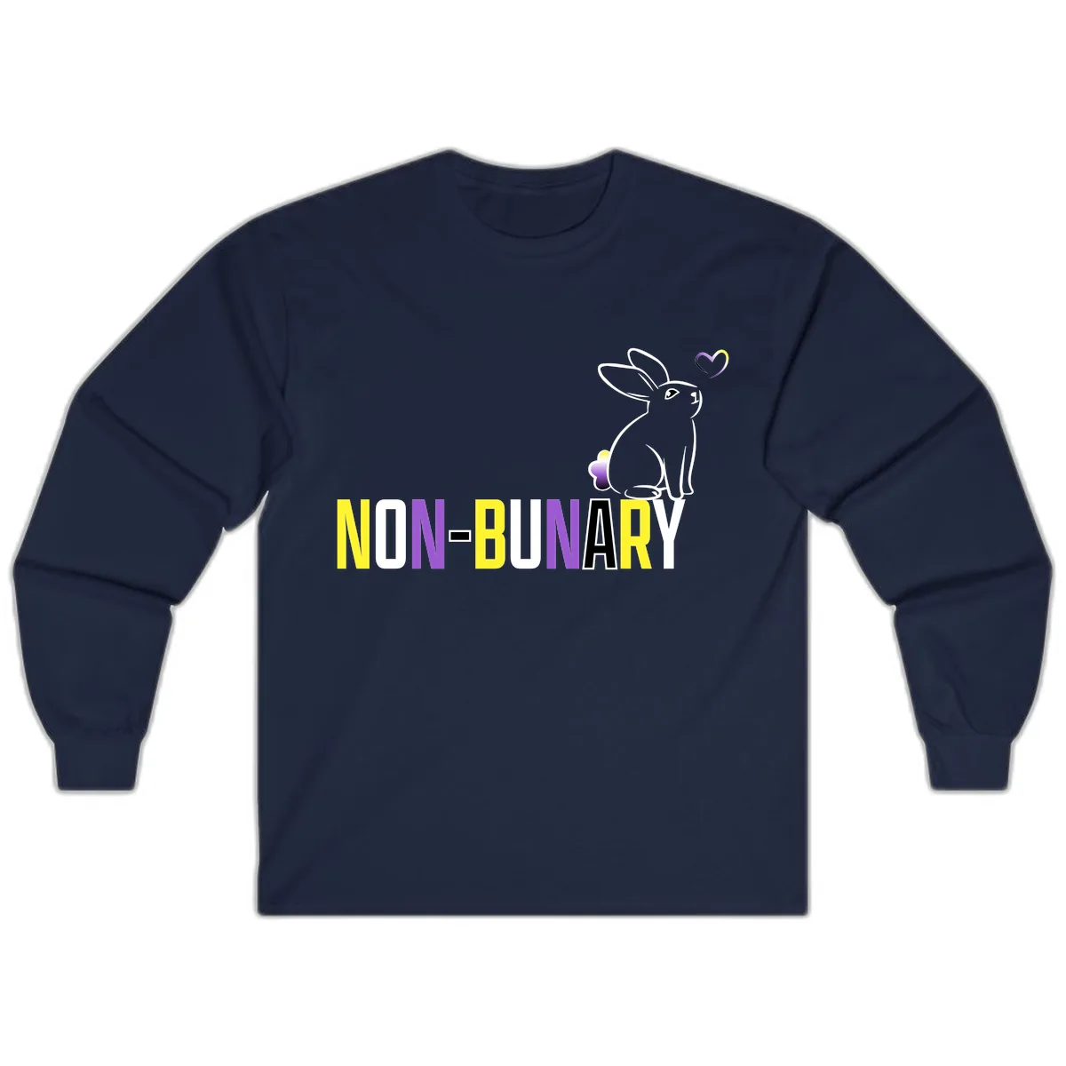 Non-Binary Bunny Pride Long Sleeve in Navy
