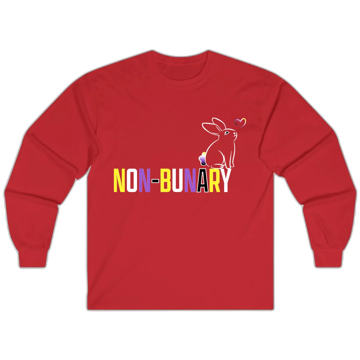 Non-Binary Bunny Pride Long Sleeve in Red