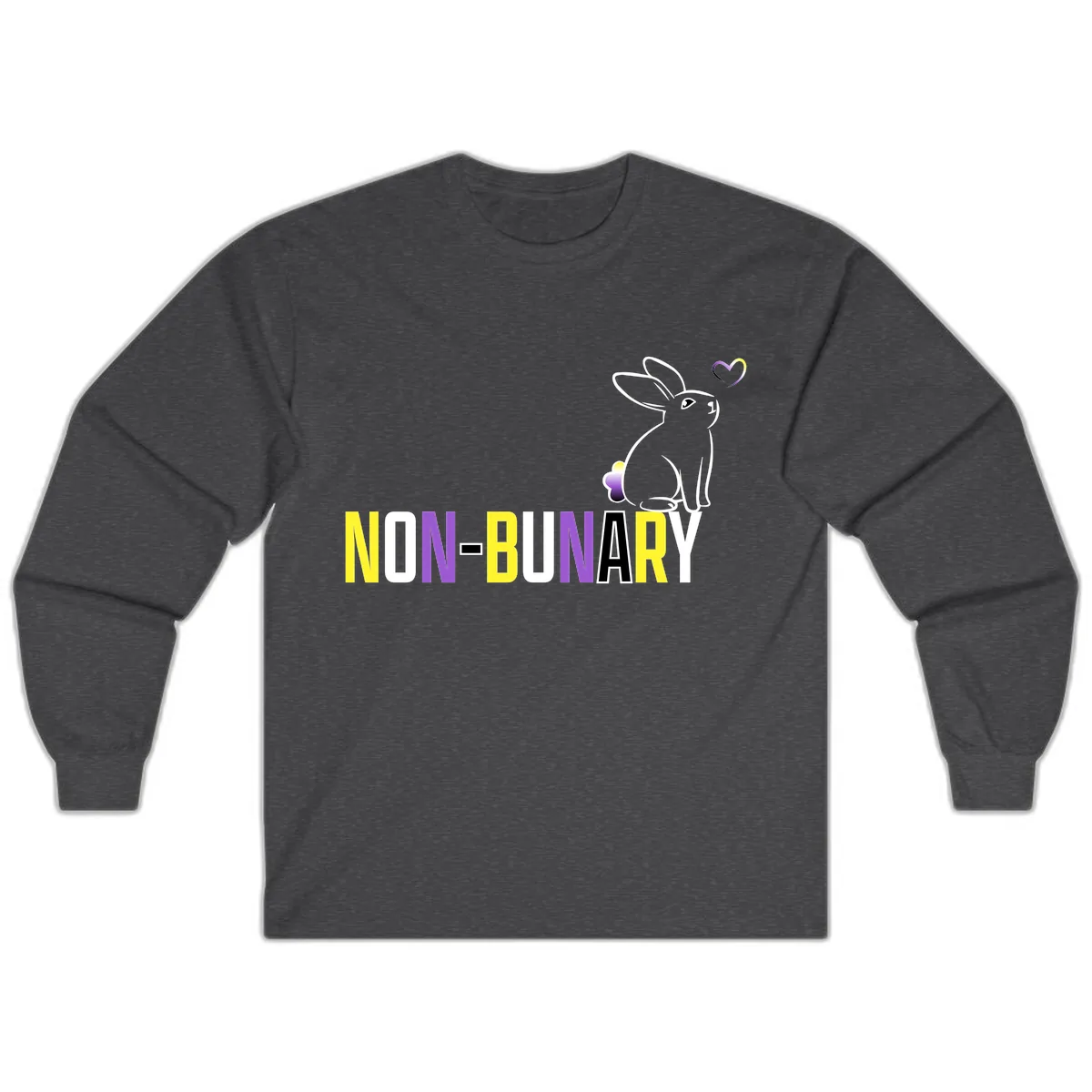 Non-Binary Bunny Pride Long Sleeve in Dark Heather